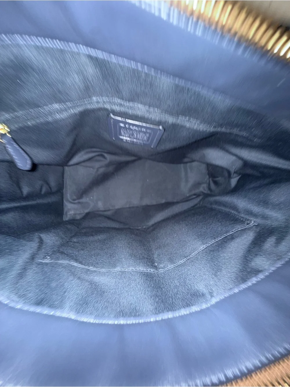 Coach Blue Pebbled Leather Tote with Signature Trim